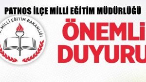 Patnos Milli Eğitim Müdürlüğü Önemli Duyuru.