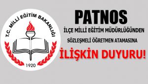 Patnos İlçe Milli Eğitim Müdürlüğünden Duyuru...