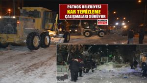 Patnos Belediyesi gece kar mesaisi yaptı