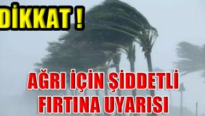 Ağrı İçin Şiddetli Fırtına Uyarısı