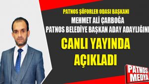 Mehmet Ali Çarboğa, Patnos Belediye Başkan Aday Adaylığını; Canlı Yayında Açıkladı