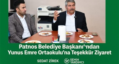 Patnos Belediye Başkanı'ndan Yunus Emre Ortaokulu'na Teşekkür Ziyareti