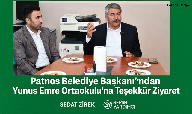 Patnos Belediye Başkanı'ndan Yunus Emre Ortaokulu'na Teşekkür Ziyareti